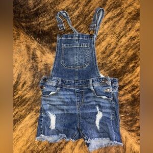 Cat & Jack Blue Denim Overall Shorts size 7/8